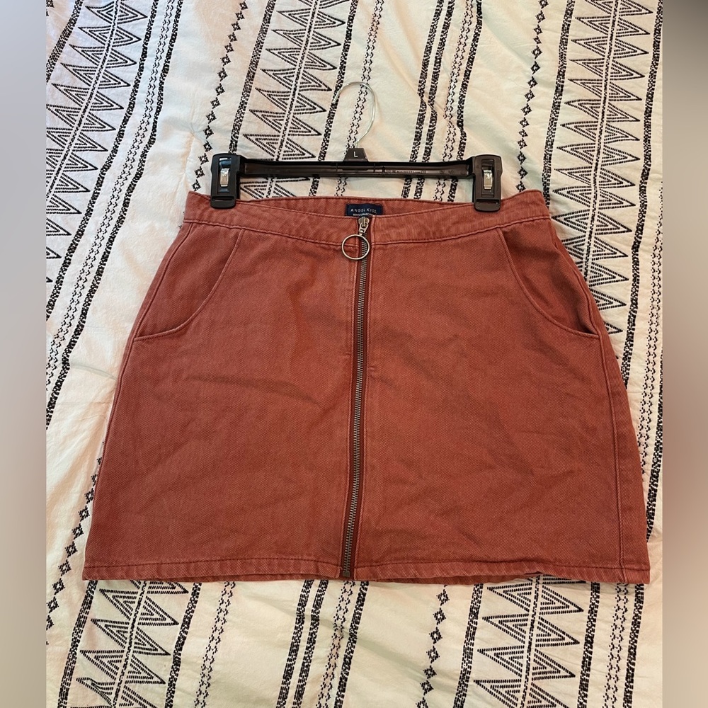 Gorgeous rust colored mini denim skirt!! ❕Worn Once❕Has pockets!